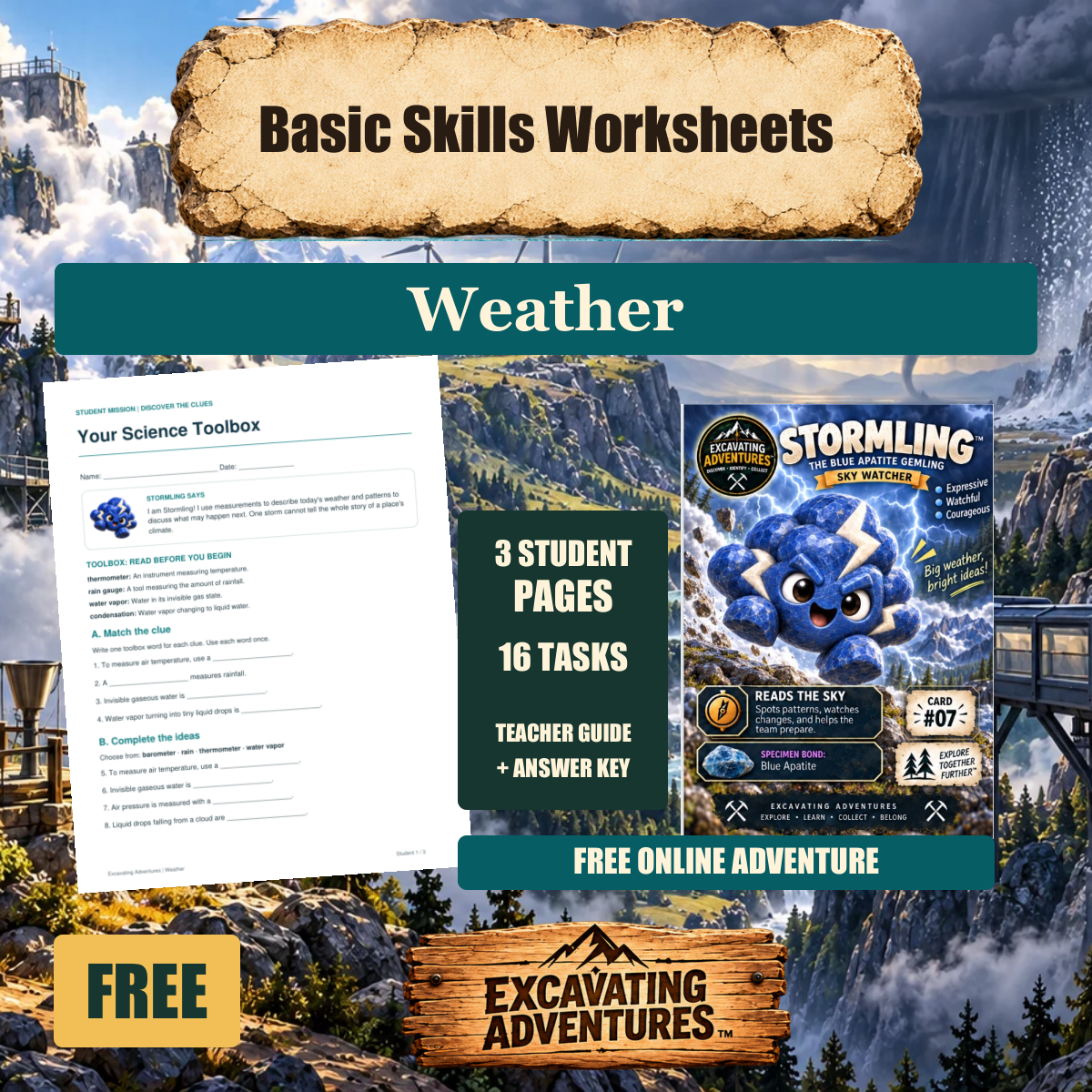 Stormling Weather Basic Skills Worksheets cover
