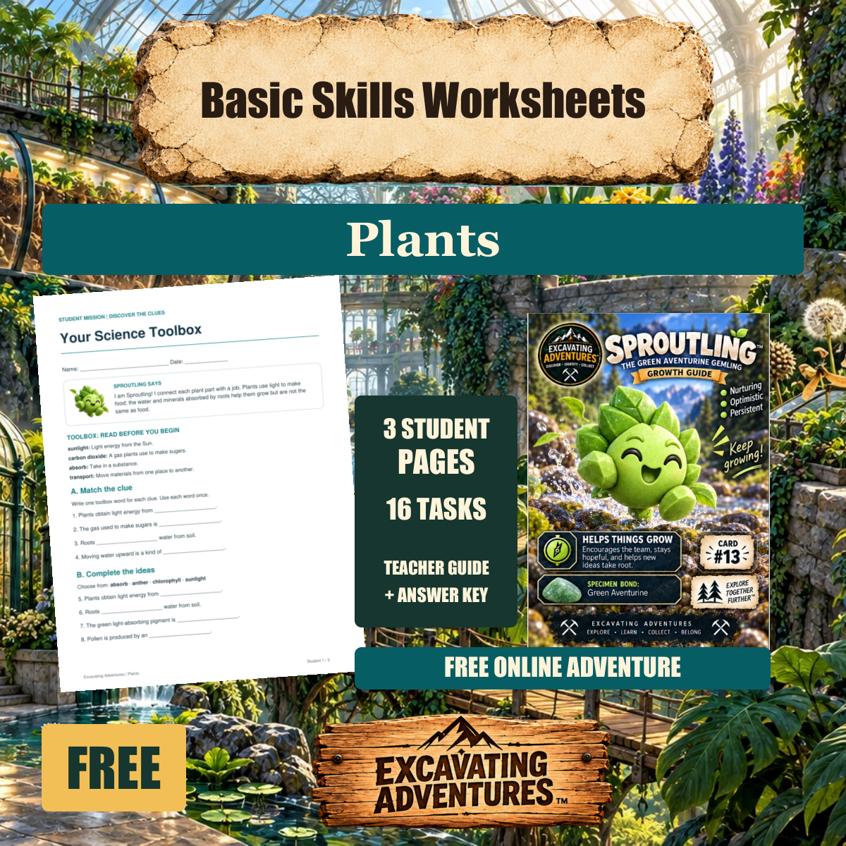 Sproutling Plants Basic Skills Worksheets cover