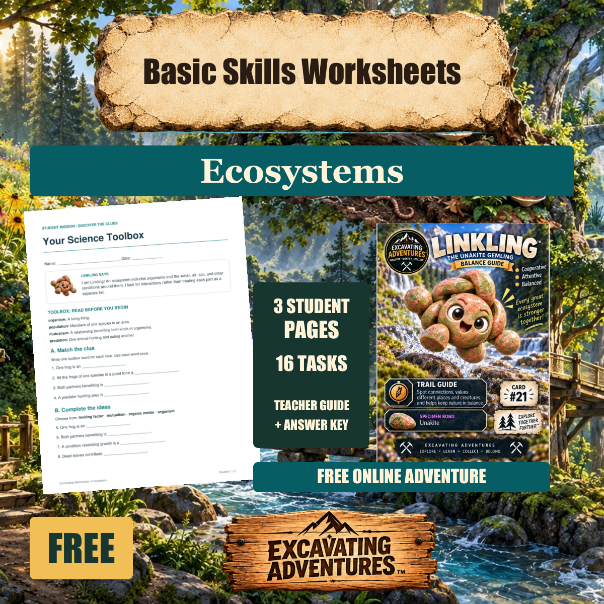 Linkling Ecosystems Basic Skills Worksheets cover