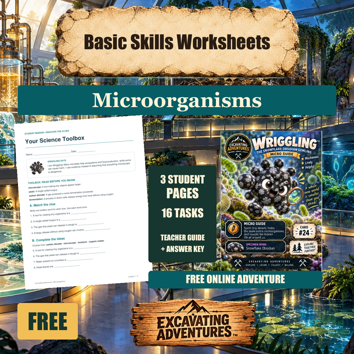 Wriggling Microorganisms Basic Skills Worksheets cover