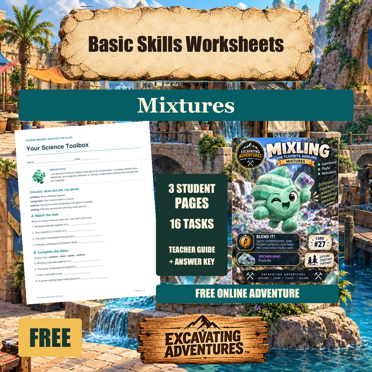 Mixling Mixtures Basic Skills Worksheets cover