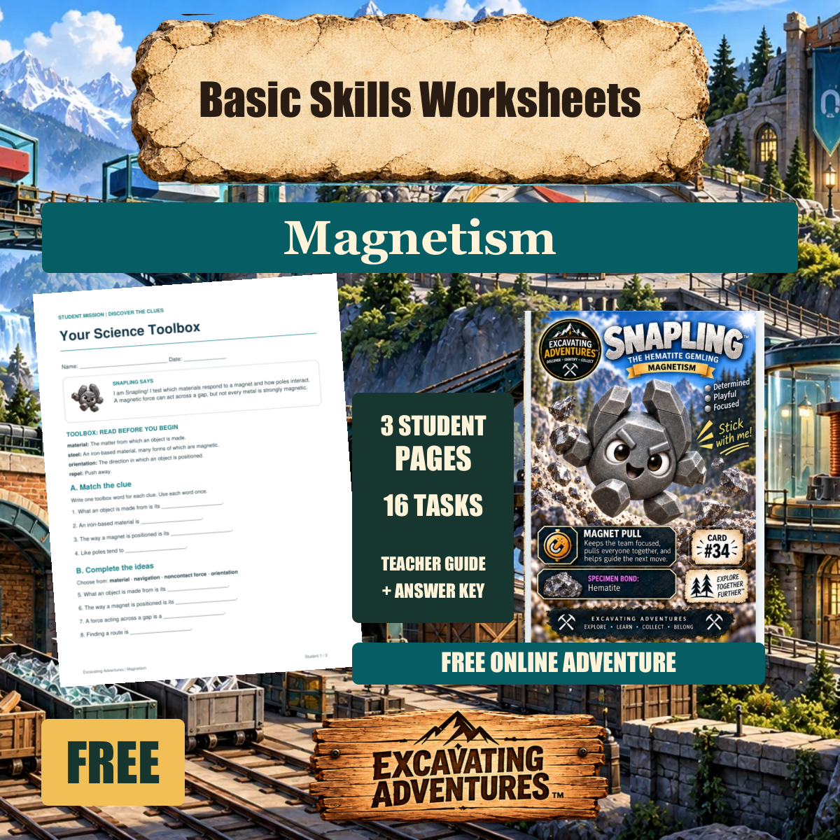 Snapling Magnetism Basic Skills Worksheets cover