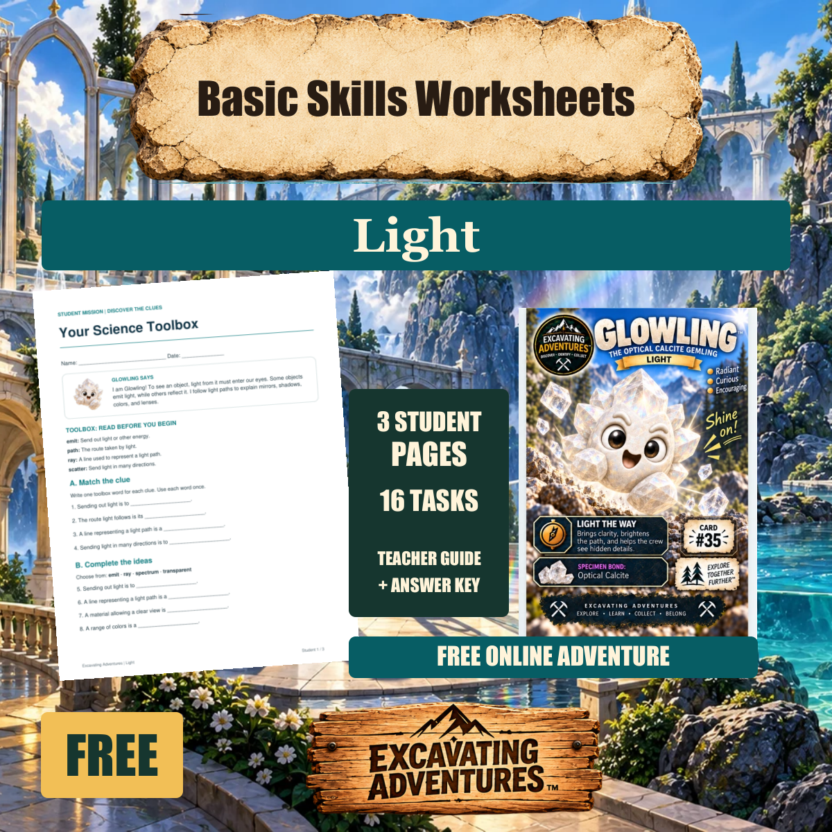 Glowling Light Basic Skills Worksheets cover