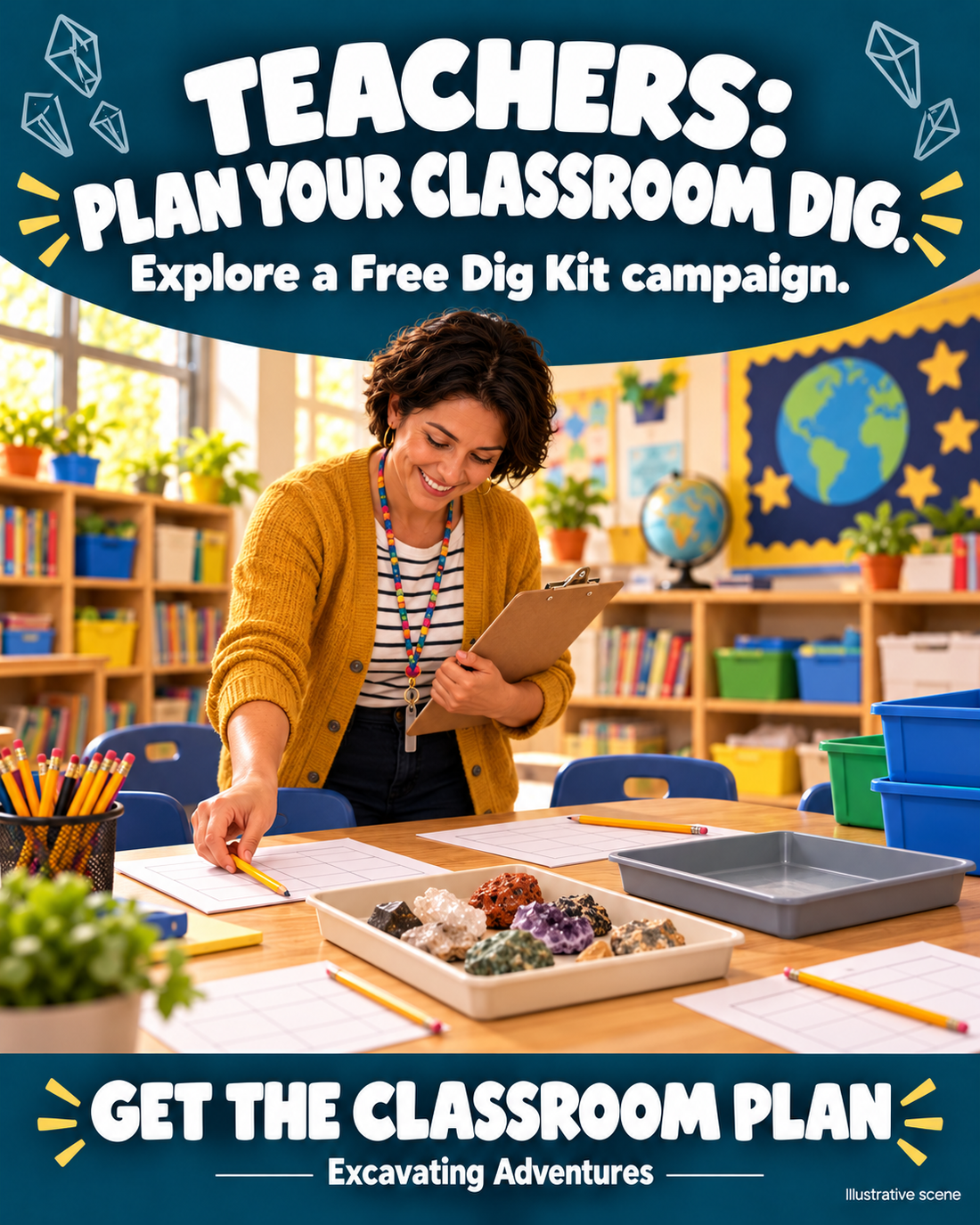 Approved illustrative classroom science scene; optional physical discovery
