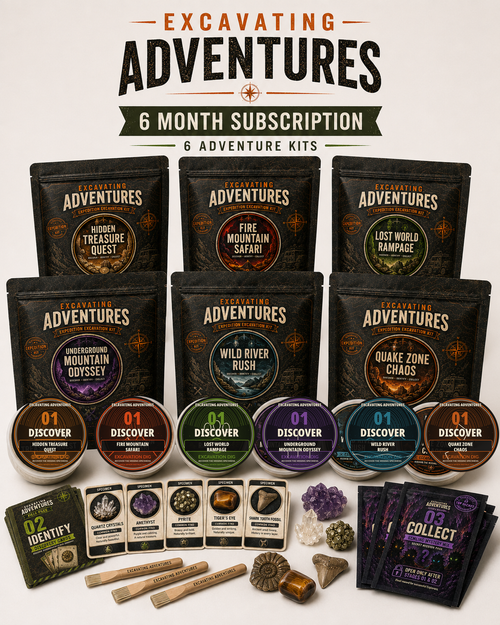 Six-month Excavating Adventures subscription featuring all six current Adventure Kits