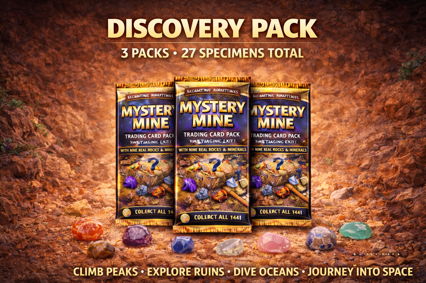 Discovery Pack – 3 Mystery Mine Excavation Kits (27 Specimens Total)
