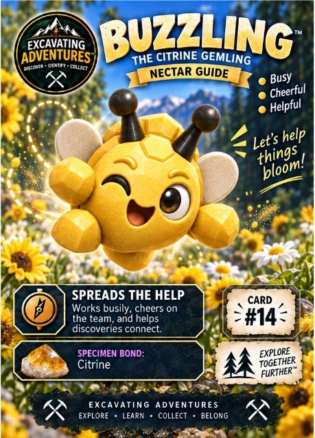 Buzzling character card artwork. Illustration reference; see the listed kit contents.