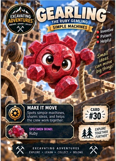 Gearling character card artwork. Illustration reference; see the listed kit contents.