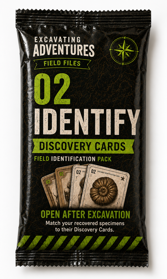 Identify packet with six specimen identification cards included in this Character Adventure Kit. This is not a nine-card Subject pack.